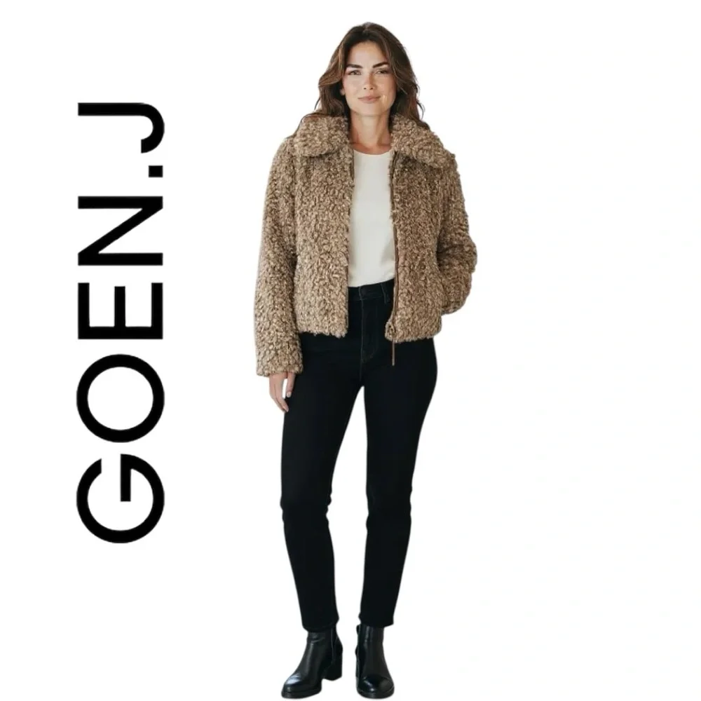 NWT Goen. J Wool Blend Faux Shearling Bomber Jacket - Picture 2 of 10